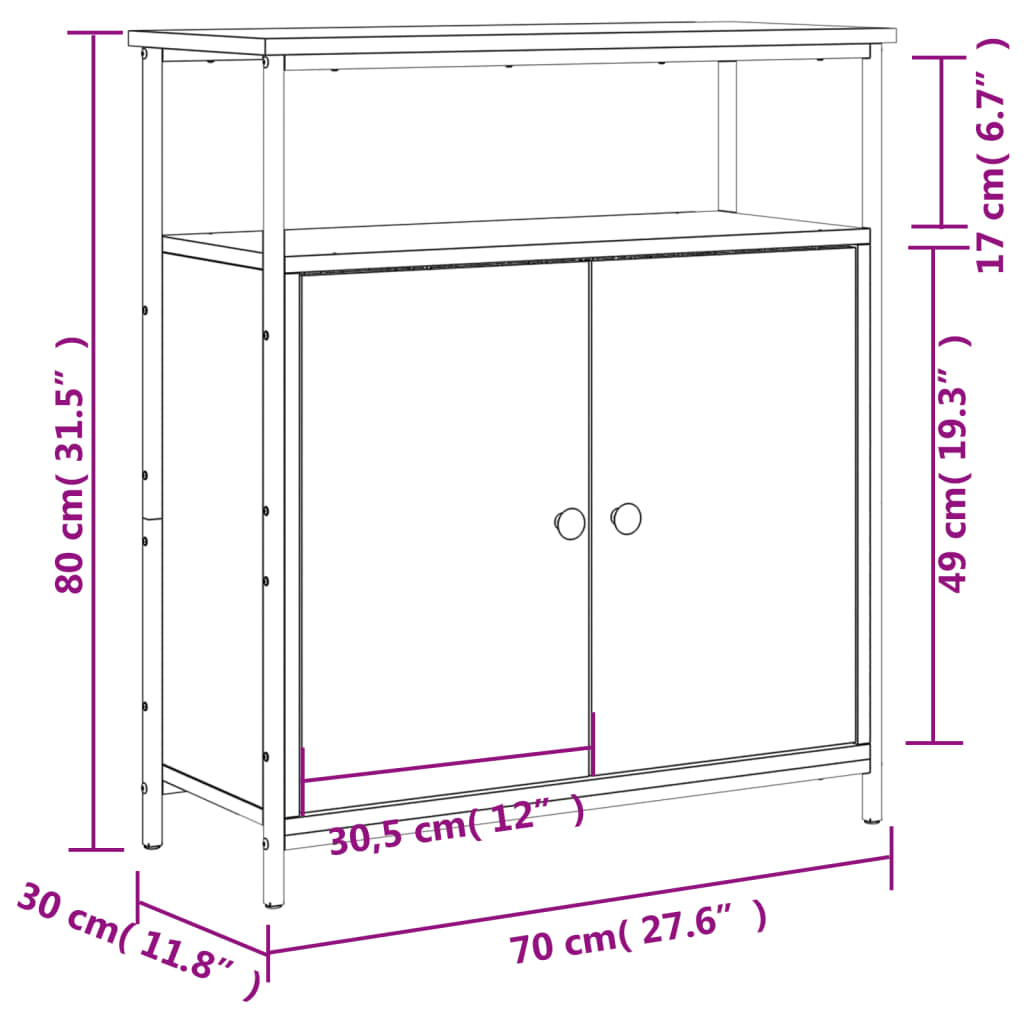 vidaXL Senkki savutammi 70x30x80 cm tekninen puu