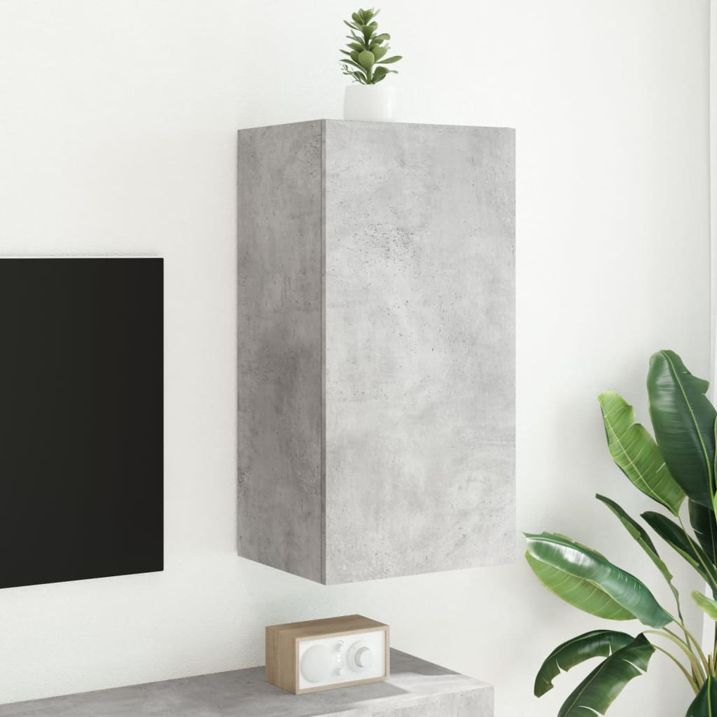 vidaXL TV-seinäkaappi LED-valoilla betoninharmaa 40,5x35x80 cm