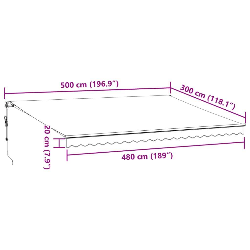 vidaXL Automaattimarkiisi LEDit ruskea 500x300 cm