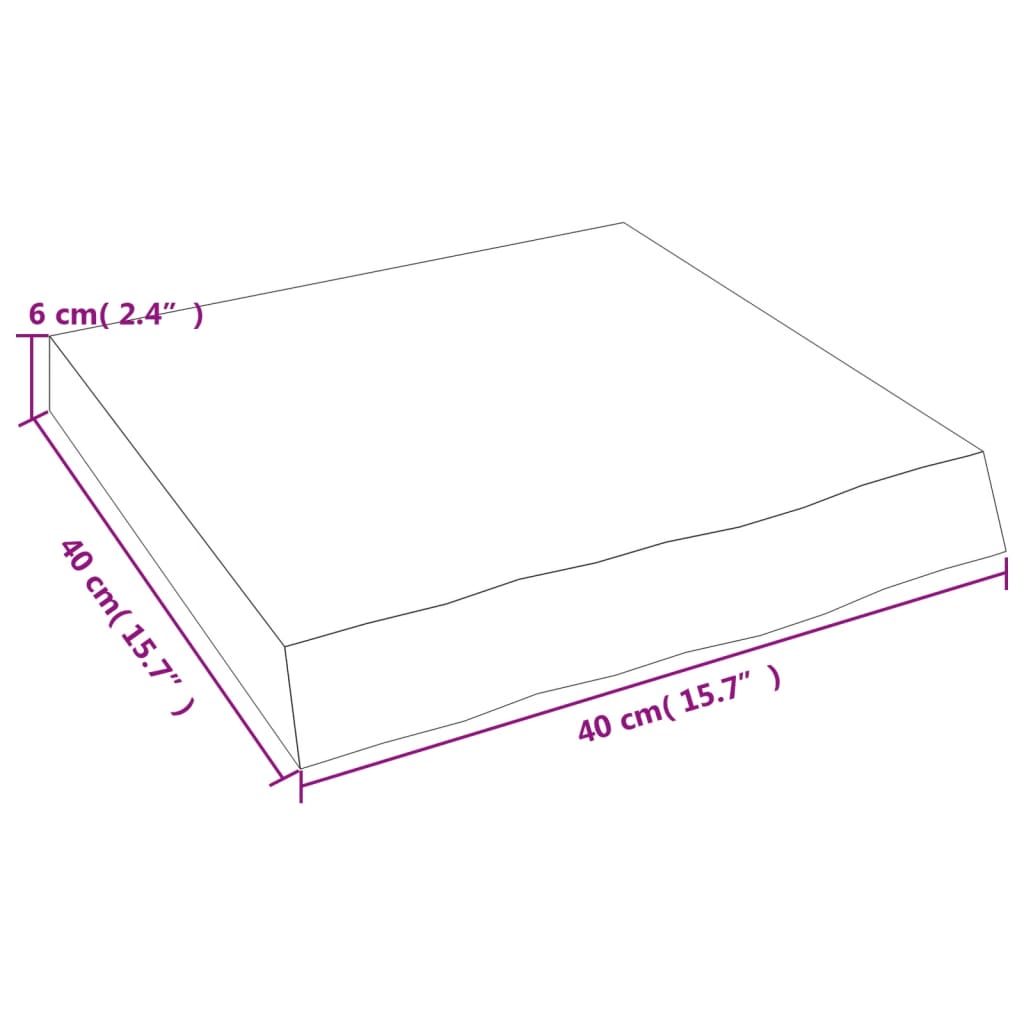 vidaXL Kylpyhuoneen työtaso 40x40x(2-6) cm käsittelemätön täysi puu