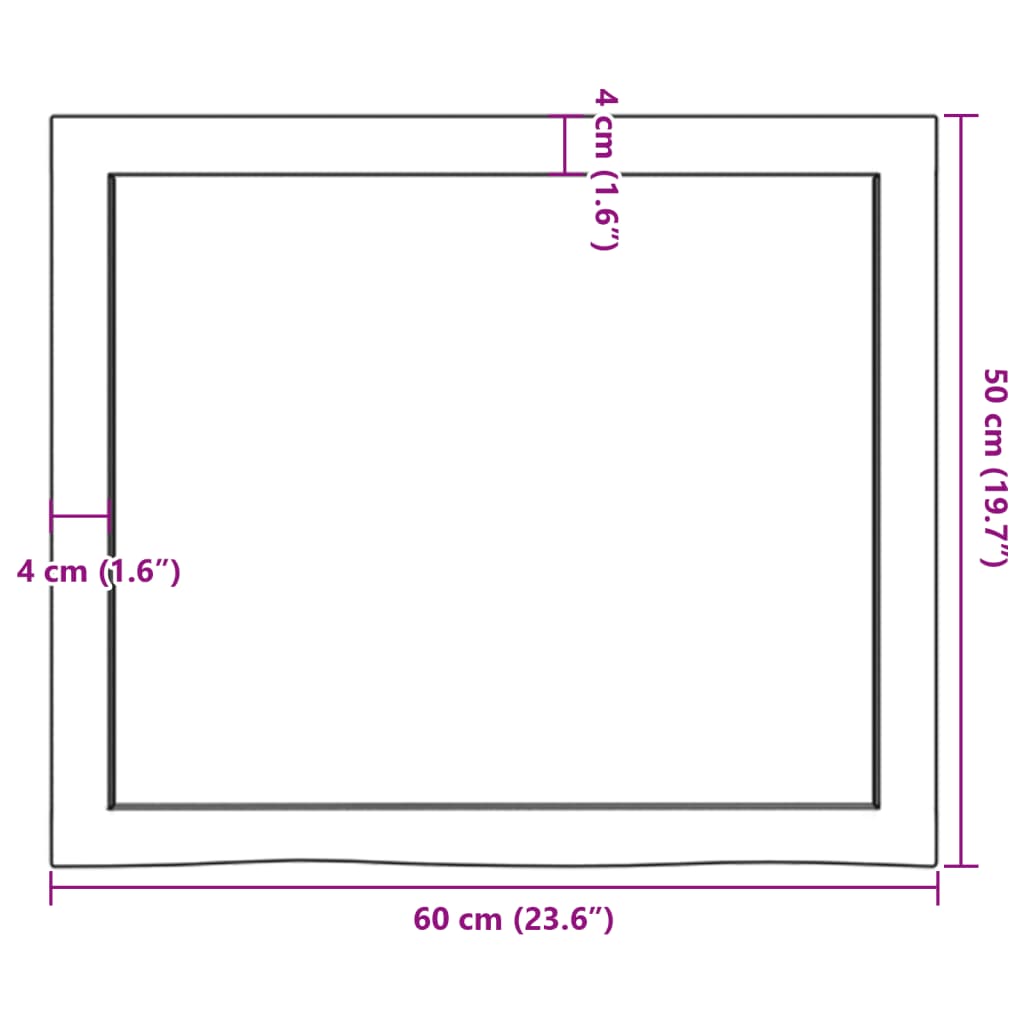 vidaXL Pöytälevy tummanruskea 60x50x(2-6) cm käsitelty täystammi