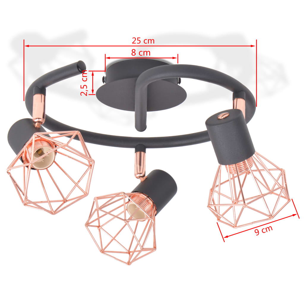 vidaXL Kattovalaisin 3:lla LED-hehkulampulla 12 W