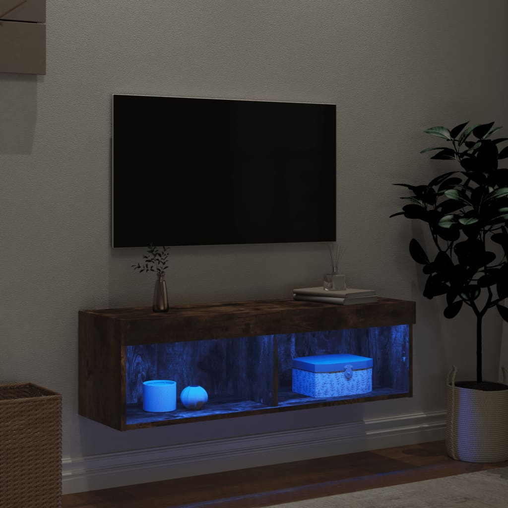 vidaXL TV-taso LED-valoilla savutammi 100x30x30 cm