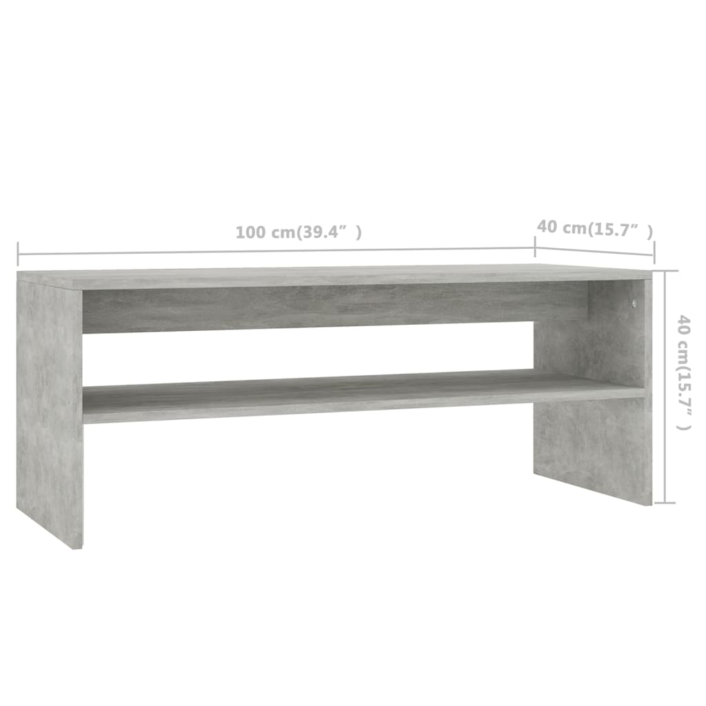 vidaXL Sohvapöytä betoninharmaa 100x40x40 cm tekninen puu