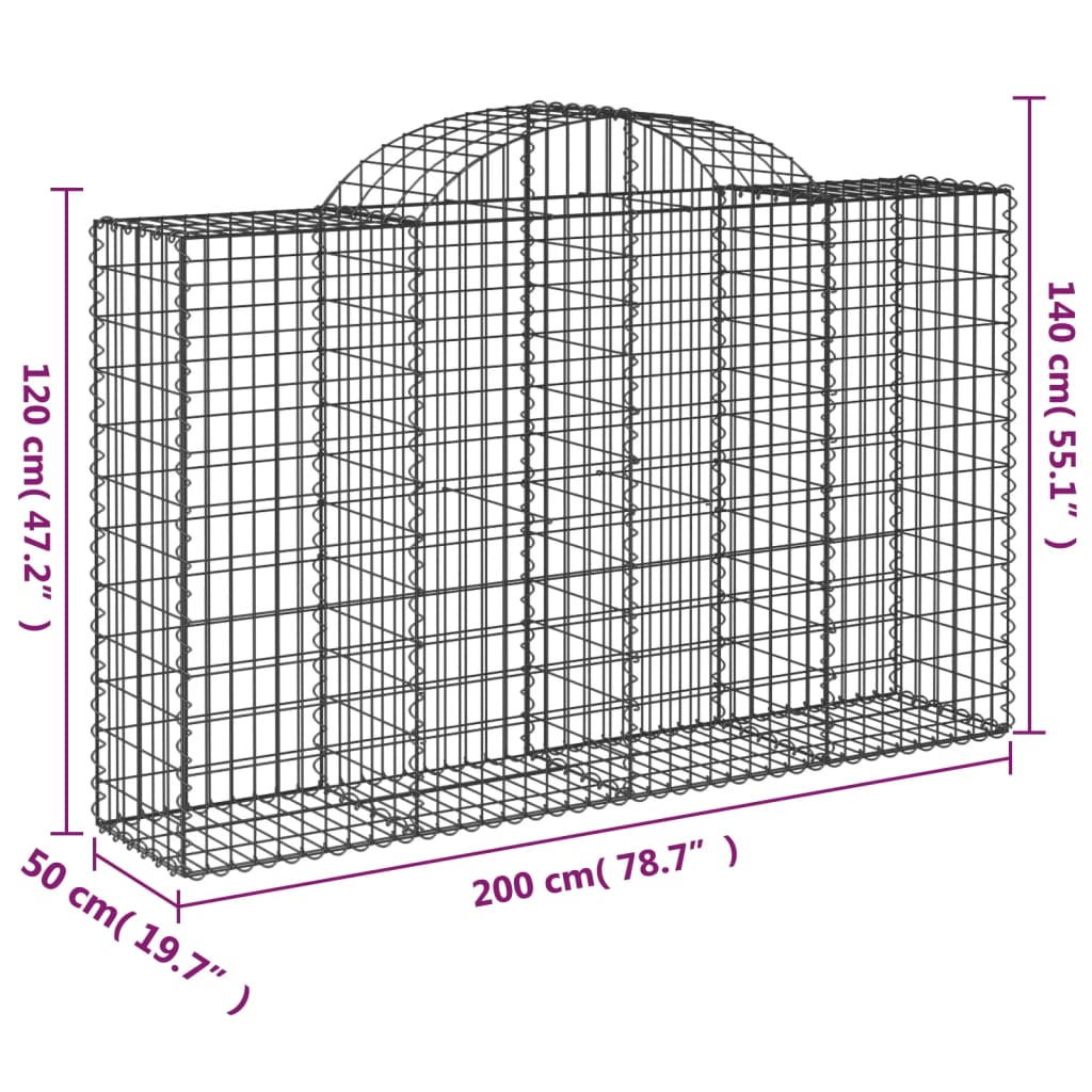 vidaXL Kaarevat kivikorit 7 kpl 200x50x120/140 cm galvanoitu rauta