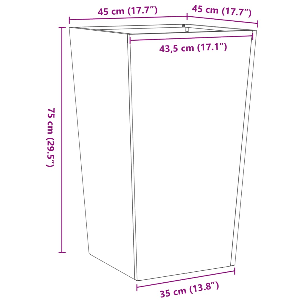 vidaXL Puutarhakukkalaatikot 2 kpl 45x45x75 cm galvanoitu teräs