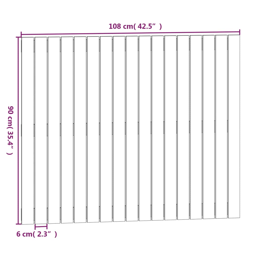 vidaXL Sängynpääty seinälle harmaa 108x3x90 cm täysi mänty