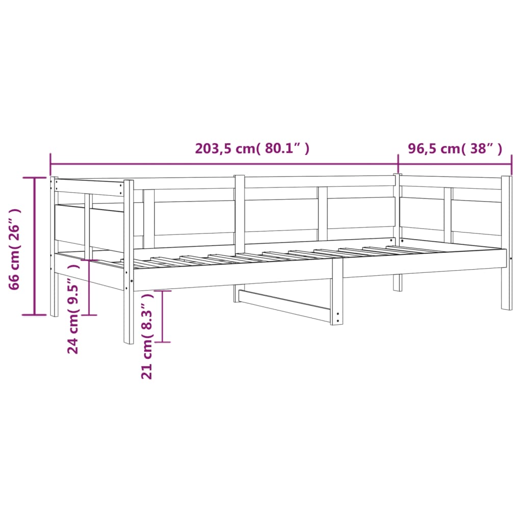 vidaXL Sohvasänky täysi mänty 90x200 cm