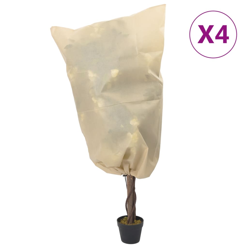 vidaXL Kasvien fleecepeite kiristysnaruilla 4 kpl 70 g/m² 0,8x1,2 m