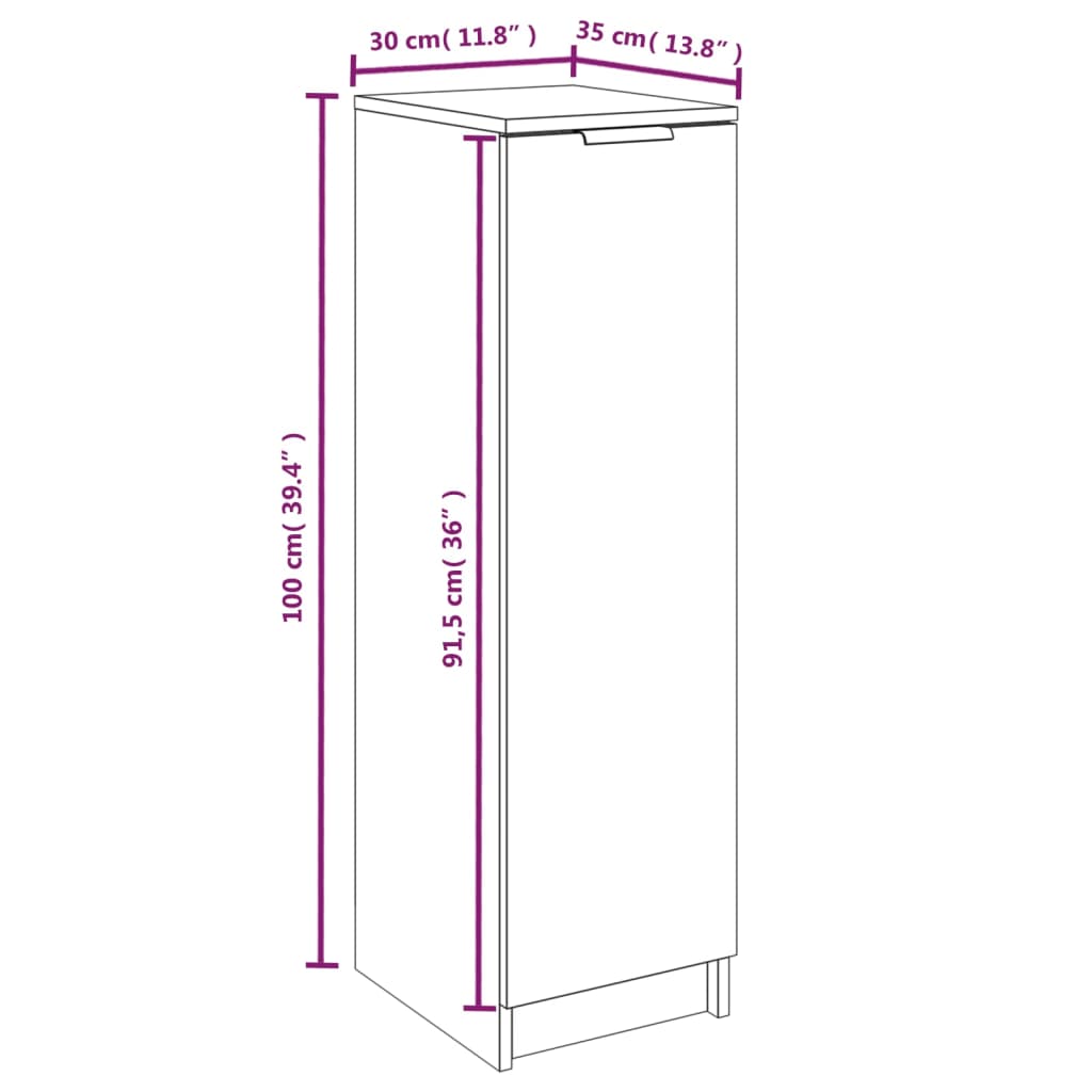 vidaXL Kenkäkaappi betoninharmaa 30x35x100 cm tekninen puu