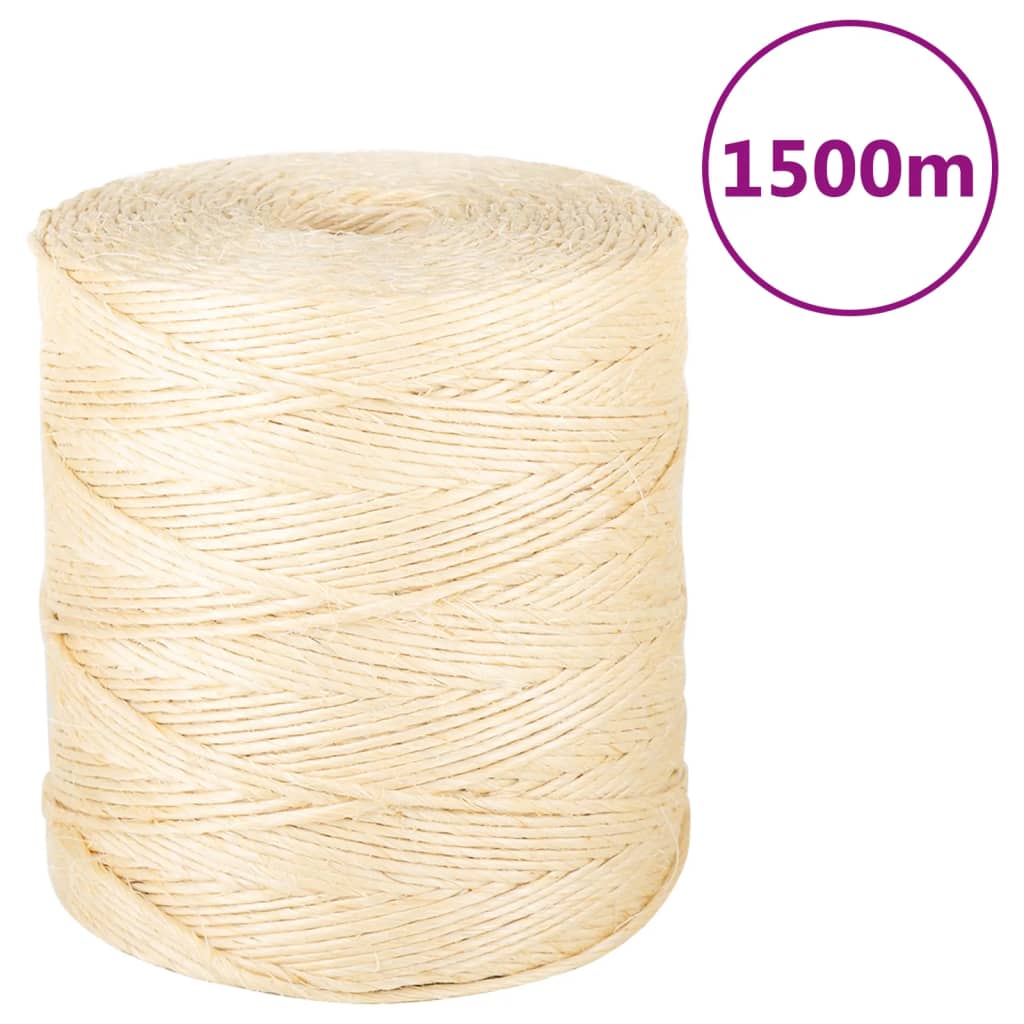 vidaXL Köysi 100 % Sisal 2 mm 1500 m