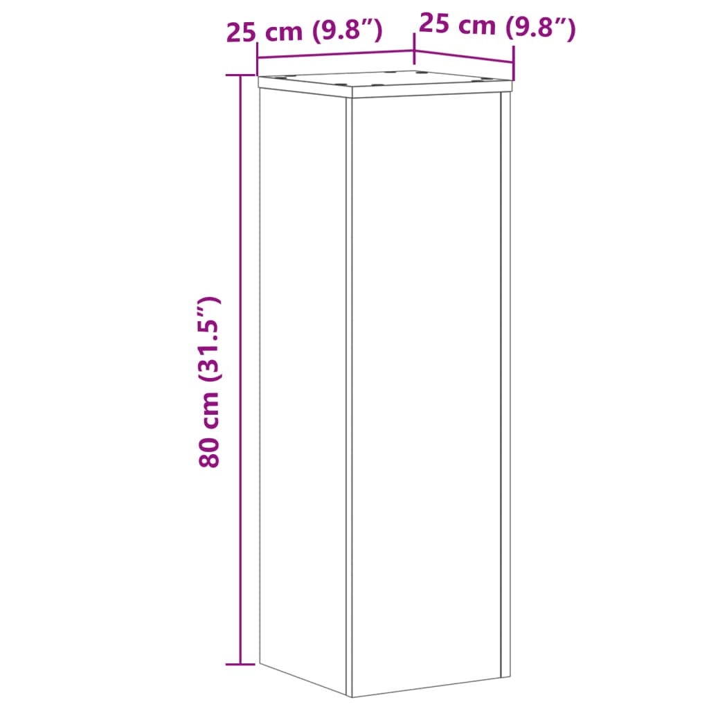 vidaXL Kasvitelineet 2 kpl ruskea tammi 25x25x80 cm tekninen puu