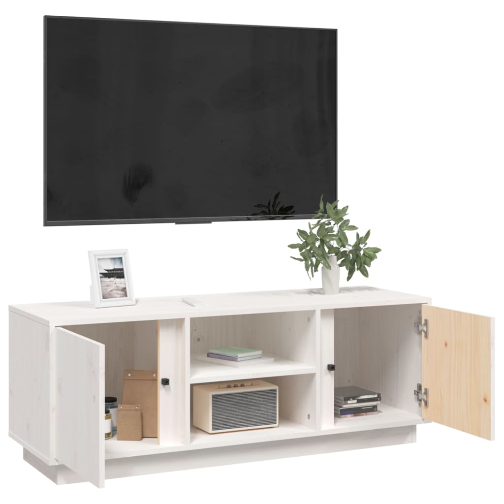 vidaXL TV-taso valkoinen 110x35x40,5 cm täysi mänty