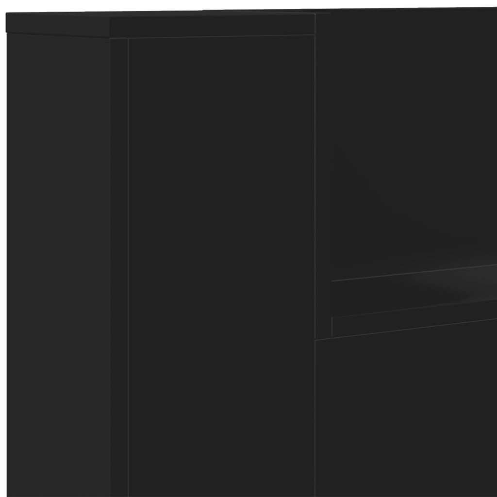 vidaXL Sängynpäätykaappi LED-valoilla musta 160x16,5x103,5 cm