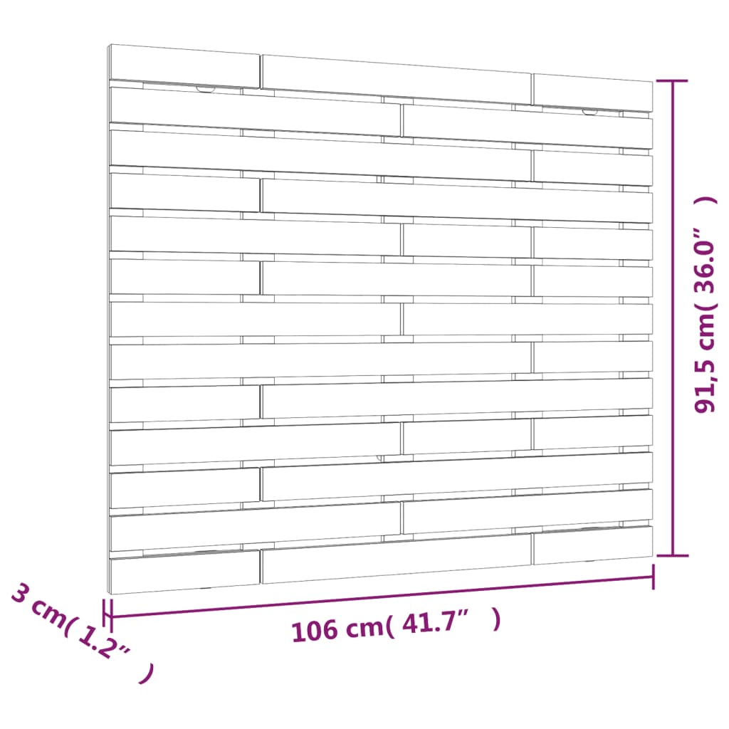 vidaXL Sängynpääty seinälle hunajanruskea 106x3x91,5 cm täysi mänty