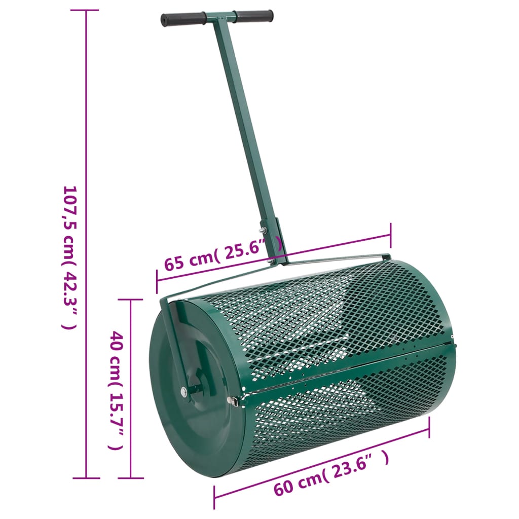 vidaXL Kompostilevitin vihreä Ø40x60 cm teräs