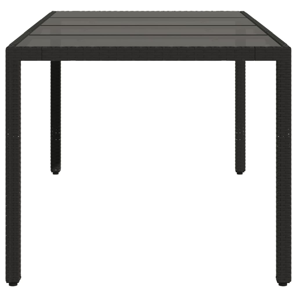 vidaXL Puutarhapöytä lasipöytälevy musta 190x90x75 cm polyrottinki