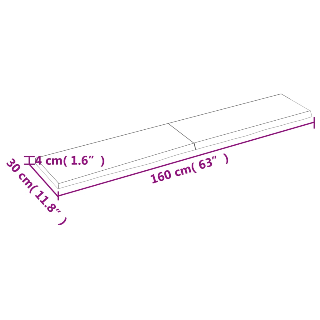 vidaXL Seinähylly vaaleanruskea 160x30x(2-4) cm käsitelty täystammi