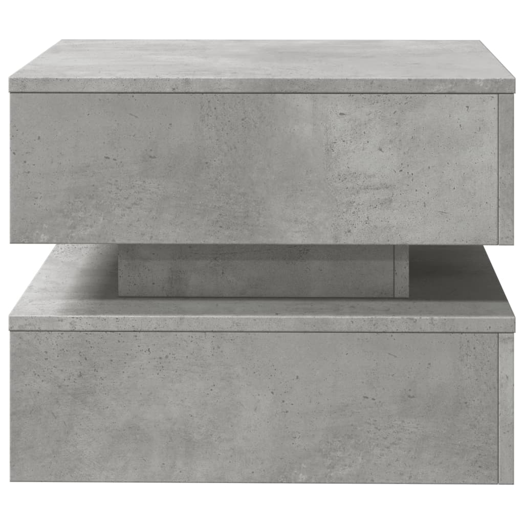 vidaXL Sohvapöytä LED-valoilla betoninharmaa 50x50x40 cm