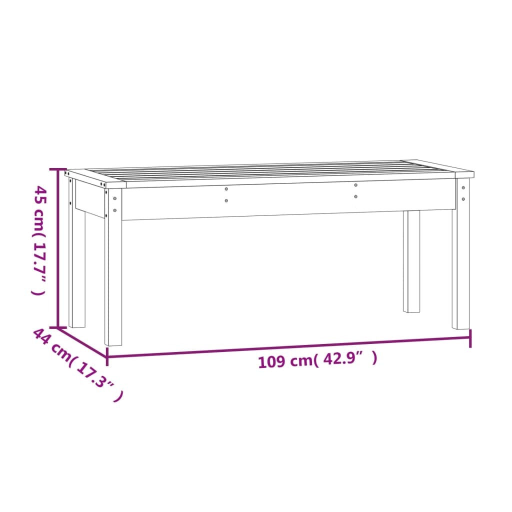 vidaXL Puutarhapenkki musta 109x44x45 cm täysi mänty