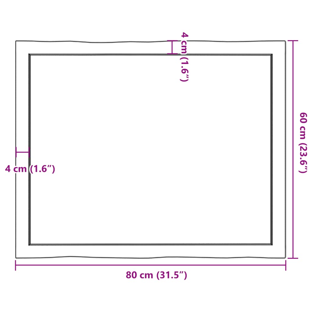 vidaXL Pöytälevy ruskea 80x60x(2-6)cm käsitelty täystammi elävä reuna