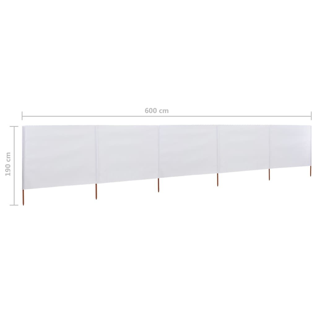 vidaXL Tuulensuojakangas 5 paneelilla 600x160 cm hiekan valkoinen