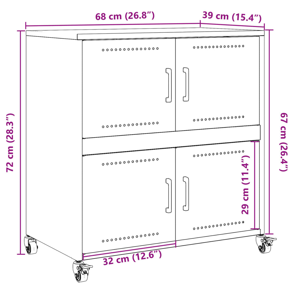 vidaXL Senkki musta 68x39x72 cm teräs