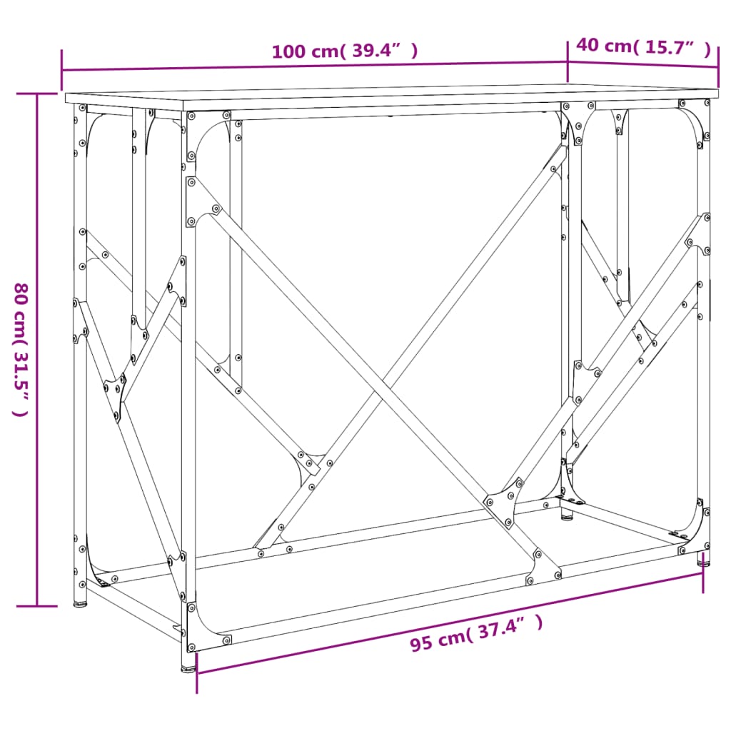 vidaXL Konsolipöytä musta 100x40x80 cm tekninen puu