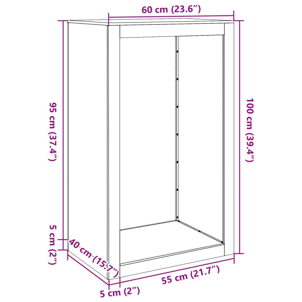 vidaXL Polttopuuteline 60x40x100 cm corten teräs