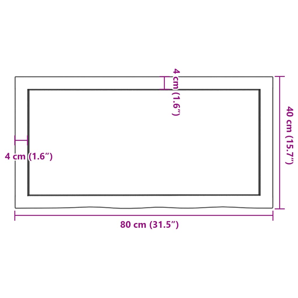 vidaXL Seinähylly vaaleanruskea 80x40x(2-4) cm käsitelty täystammi