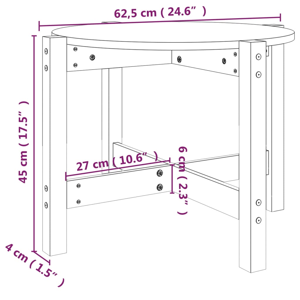 vidaXL Sohvapöytä hunajanruskea Ø 62,5x45 cm täysi mänty