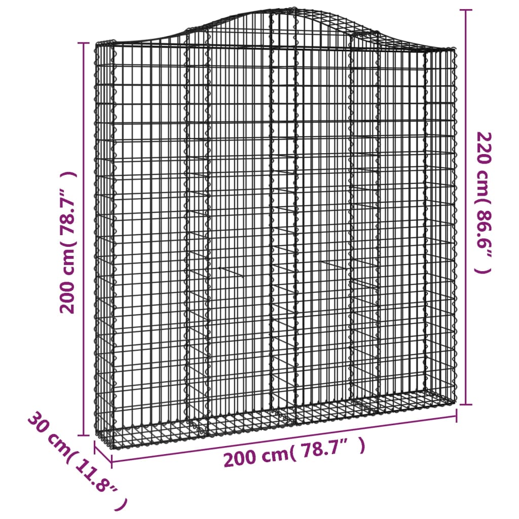 vidaXL Kaarevat kivikorit 3 kpl 200x30x200/220 cm galvanoitu rauta