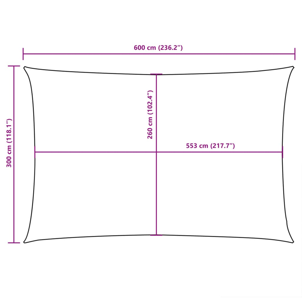 vidaXL Aurinkopurje Oxford-kangas suorakaide 3x6 m musta