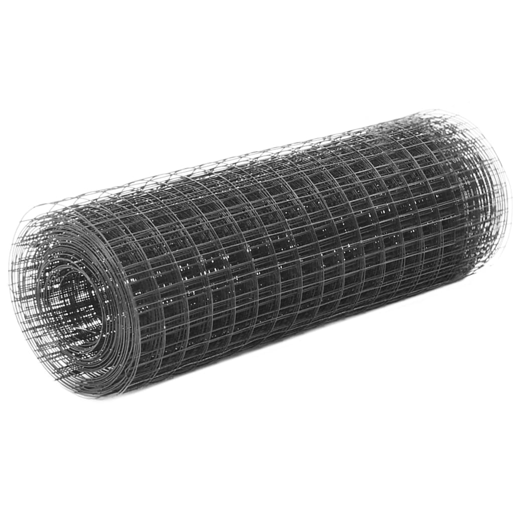 vidaXL Kanaverkko teräs PVC pinnoitteella 25x0,5 m harmaa