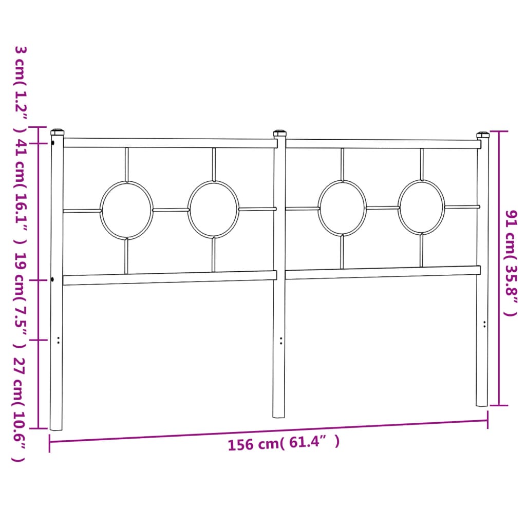 vidaXL Metallinen sängynpääty musta 150 cm