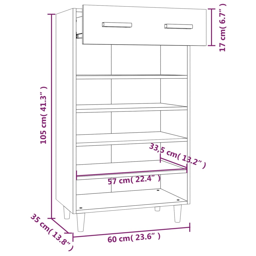 vidaXL Kenkäkaappi musta 60x35x105 cm tekninen puu