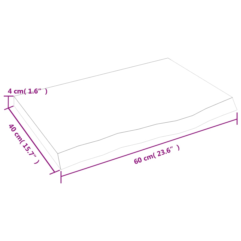 vidaXL Seinähylly vaaleanruskea 60x40x(2-4) cm käsitelty täystammi