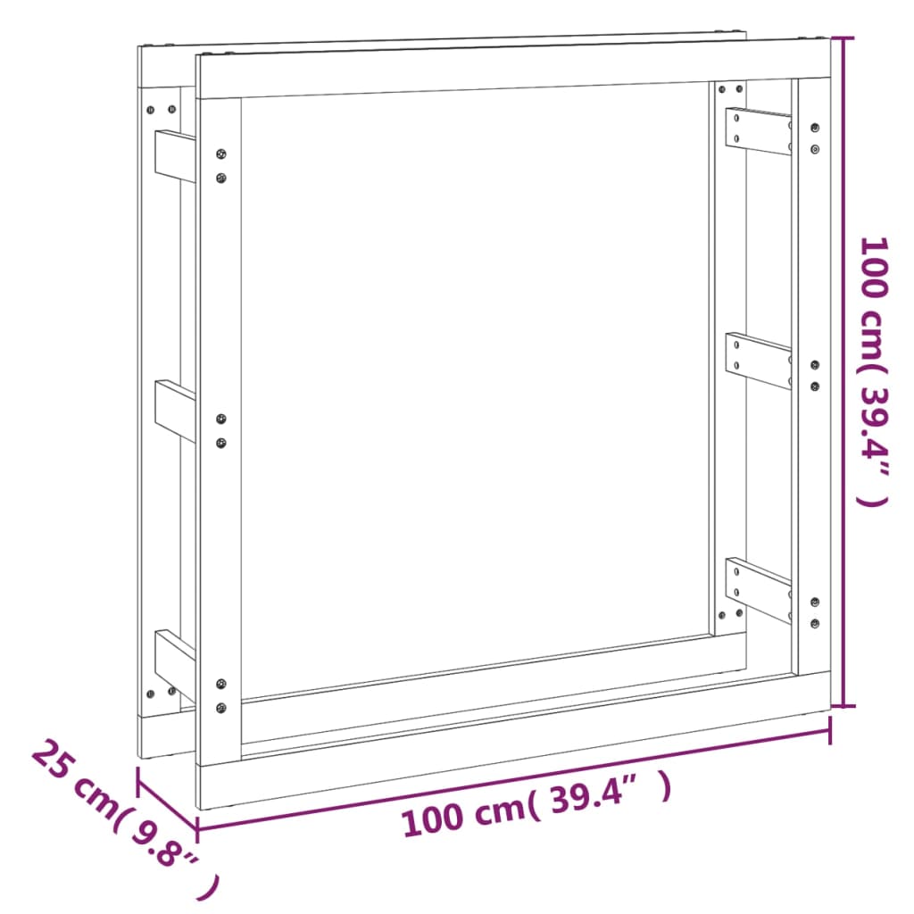 vidaXL Polttopuuteline harmaa 100x25x100 cm täysi mänty