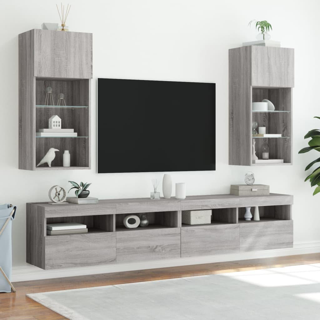 vidaXL TV-kaappi LED-valoilla harmaa Sonoma 40,5x30x90 cm