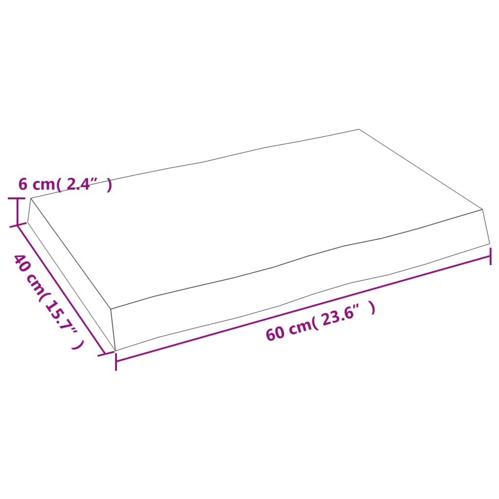 vidaXL Pöytälevy 60x40x(2-6) cm käsittelemätön täysi puu elävä reuna