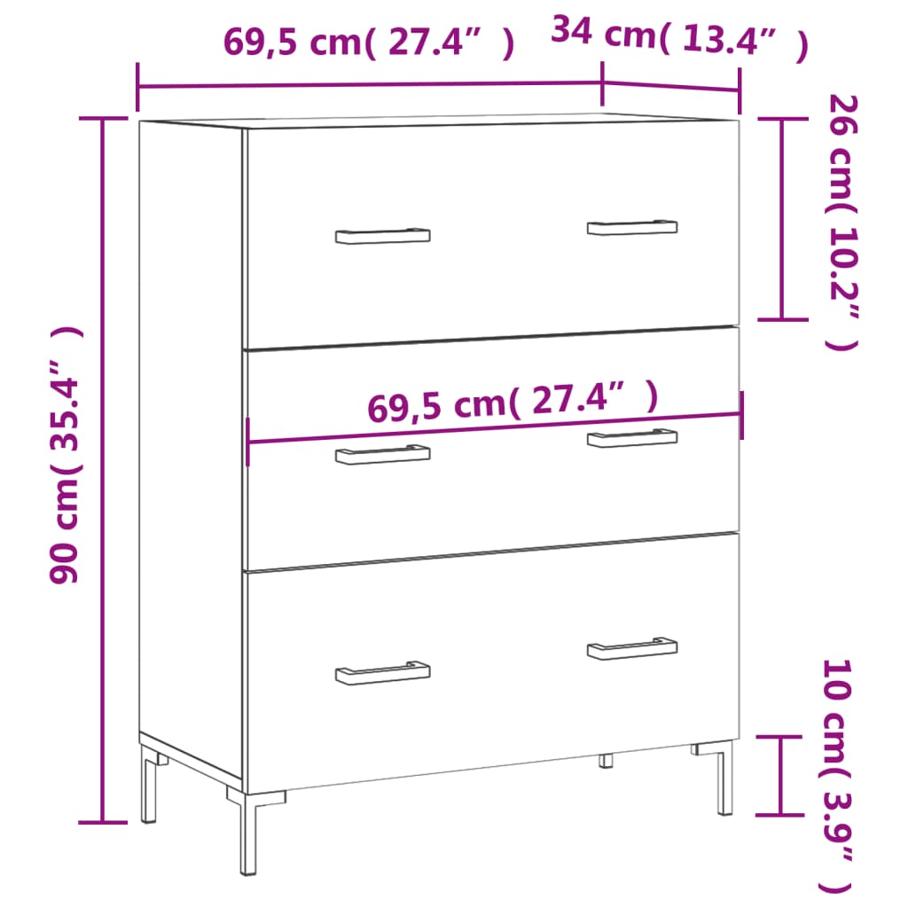 vidaXL Senkki savutammi 69,5x34x90 cm tekninen puu