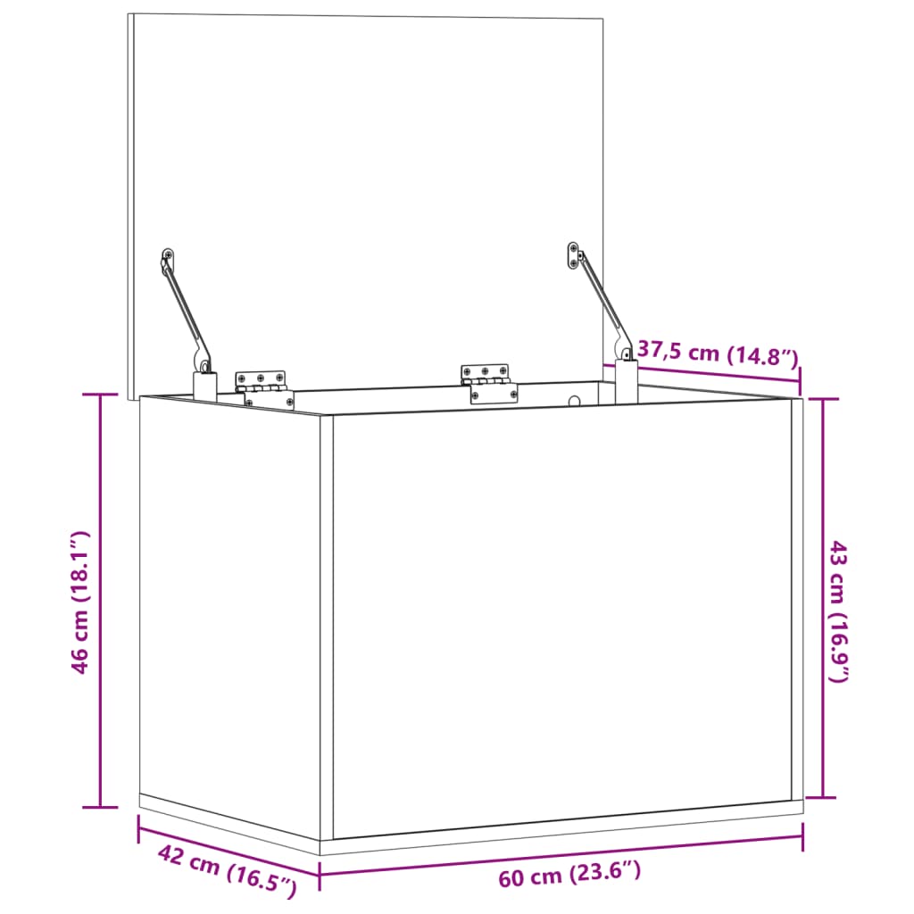 vidaXL Säilytyslaatikko ruskea tammi 60x42x46 cm tekninen puu