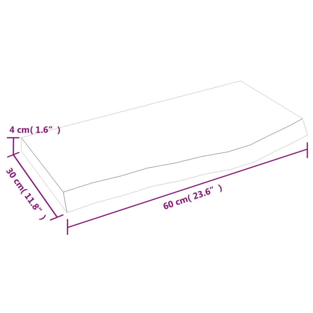 vidaXL Kylpyhuoneen työtaso t.ruskea 60x30x(2-4)cm käsitelty täyspuu