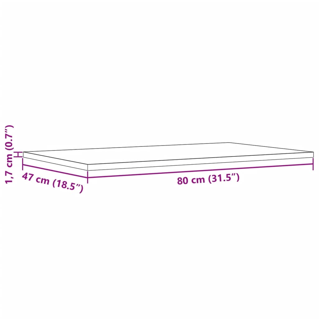 vidaXL Pöytälevyt 3 kpl 80x47x1,7 cm suorakaide täysi mänty