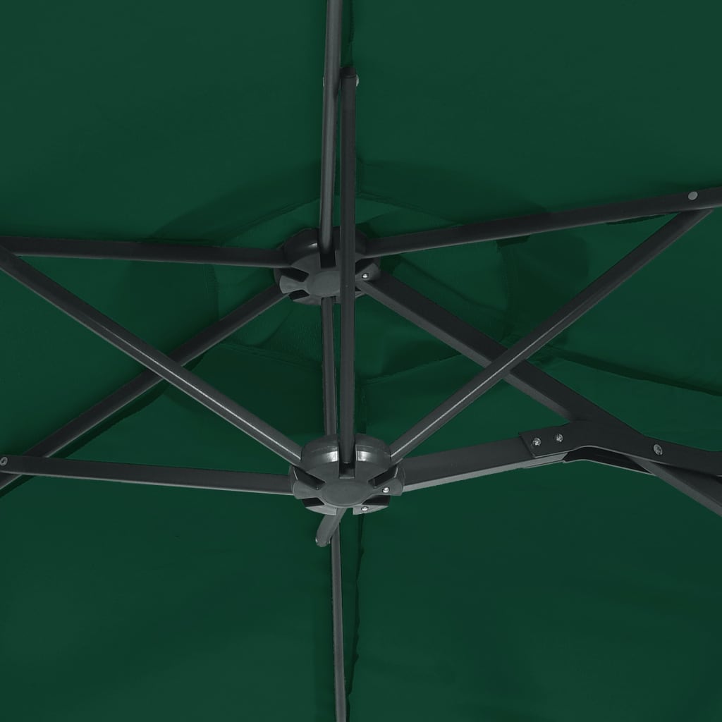 vidaXL Kaksipäinen aurinkovarjo LED-valot vihreä 316x240 cm