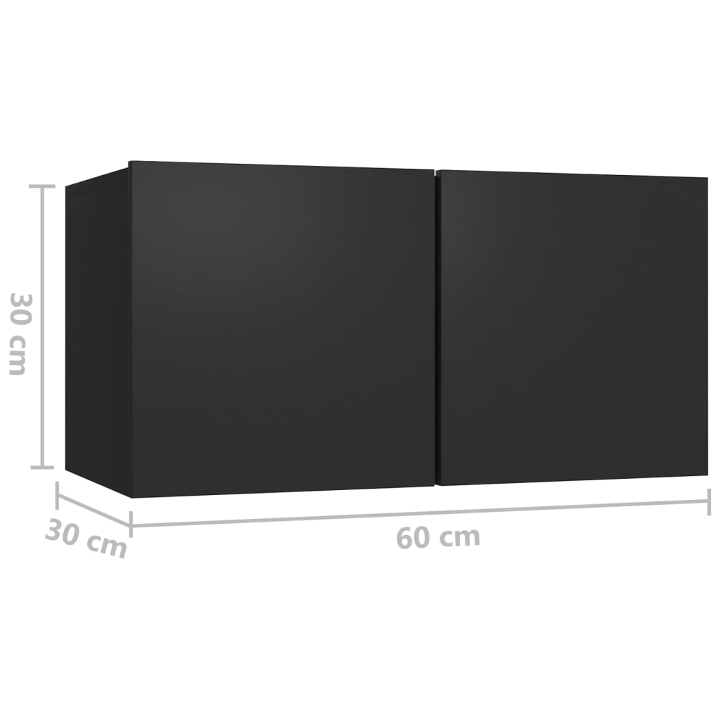 vidaXL Seinäkiinnitettävät TV-tasot 2 kpl musta 60x30x30 cm