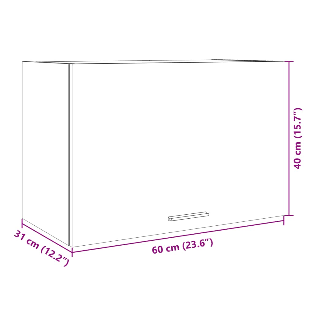 vidaXL Seinäkaappi Sonoma-tammi 60x31x40 cm lastulevy