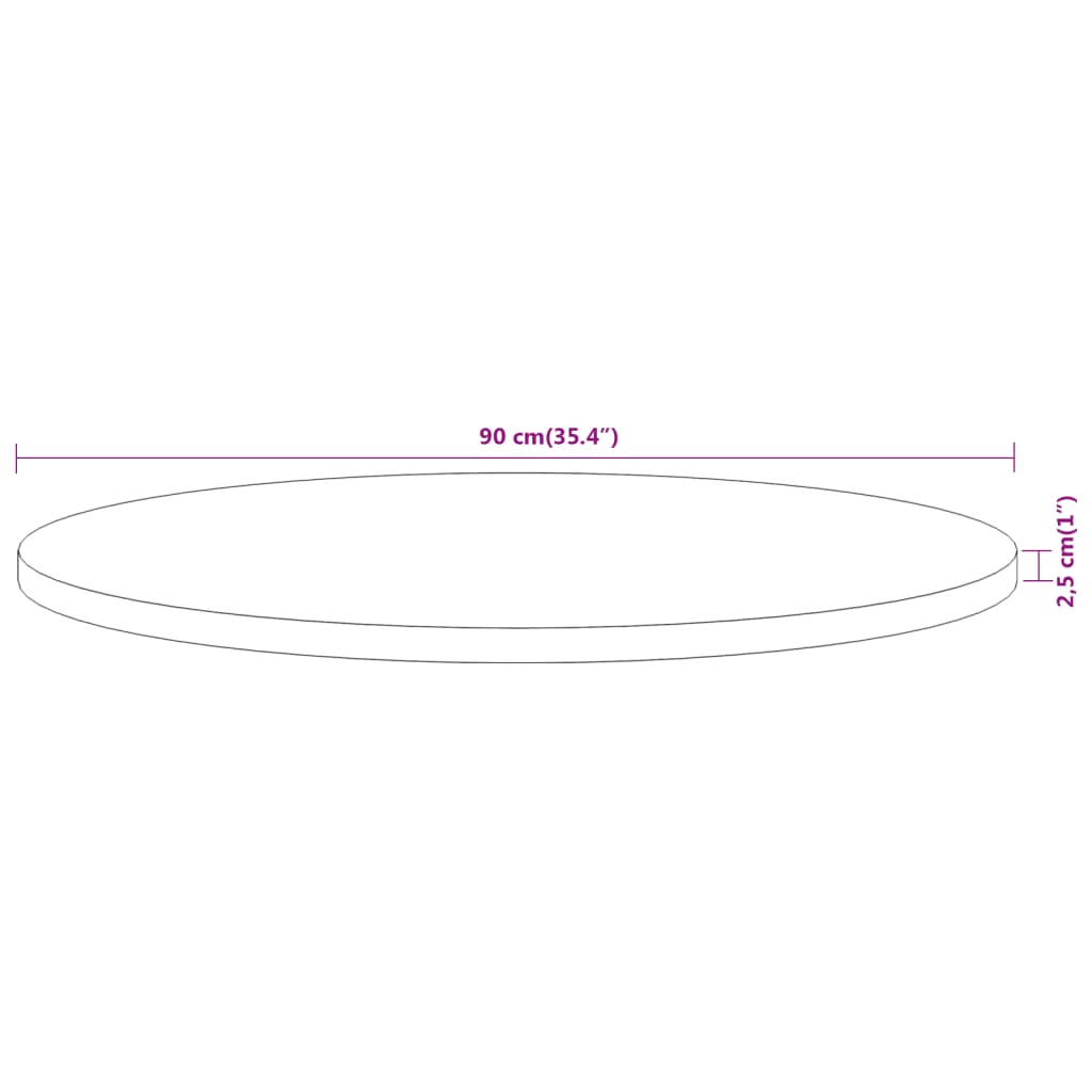 vidaXL Pöytälevy Ø90x2,5 cm pyöreä täysi akasiapuu