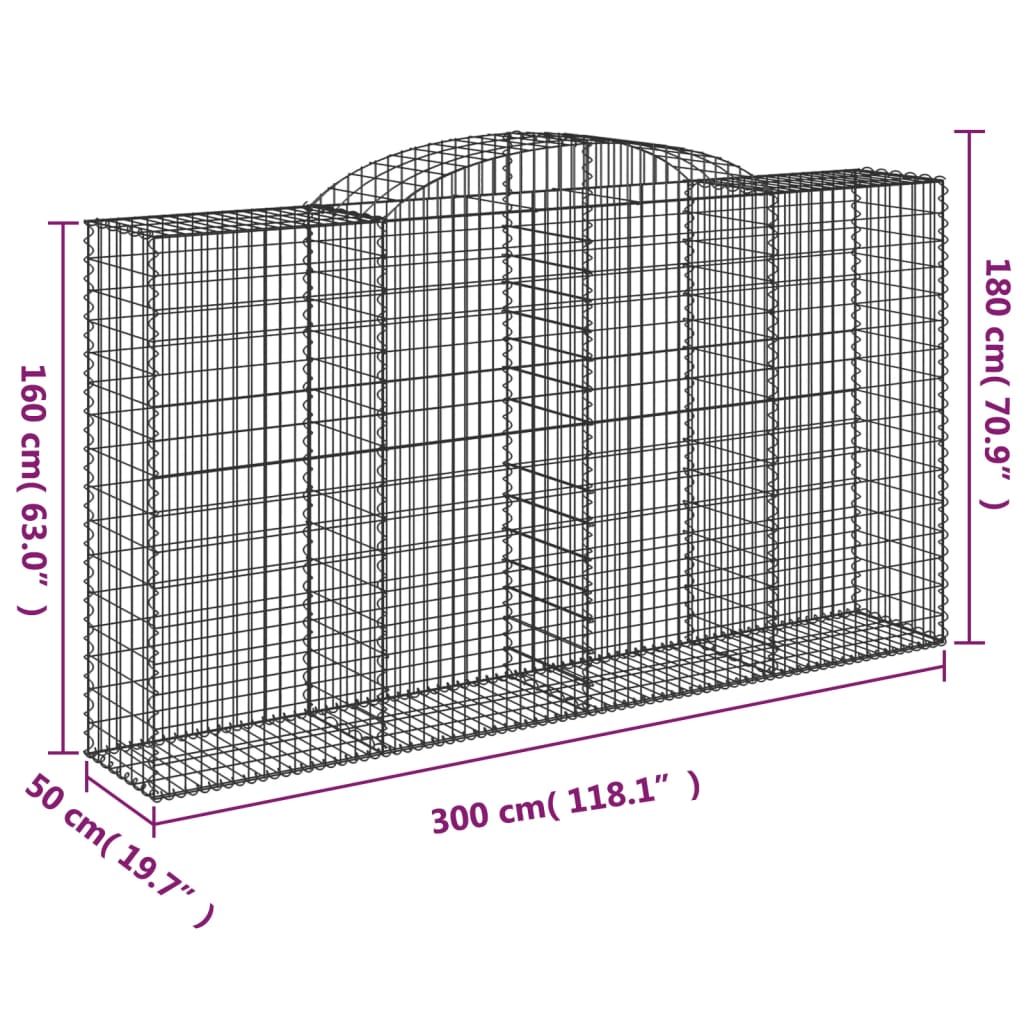 vidaXL Kaarevat kivikorit 17 kpl 300x50x160/180 cm galvanoitu rauta