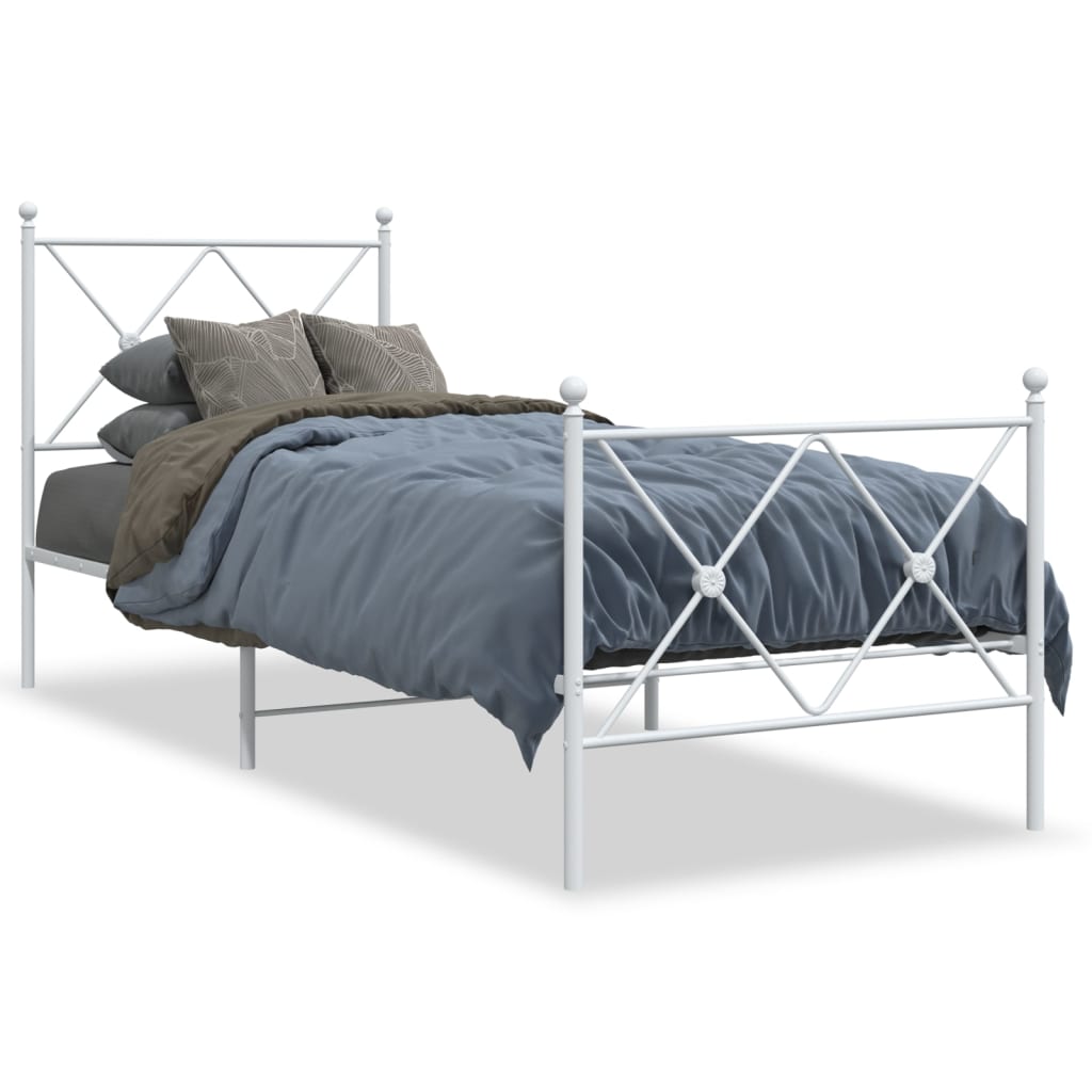 vidaXL Metallinen sängynrunko päädyillä valkoinen 80x200 cm
